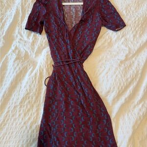 Reformation Burgundy and Teal Midi Dress